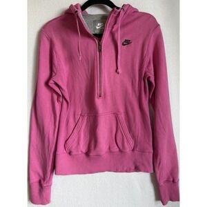 Nike Hoodie Women Medium Pink Cowl Neck Long Sleeve Pocket Pullover Sportswear
